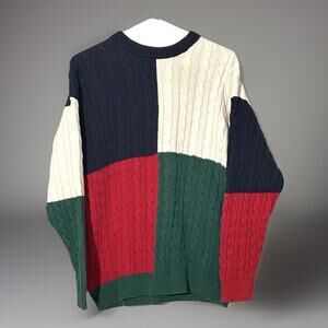 Vintage Izod Club Men’s L Colorblock Cable Knit Sweater